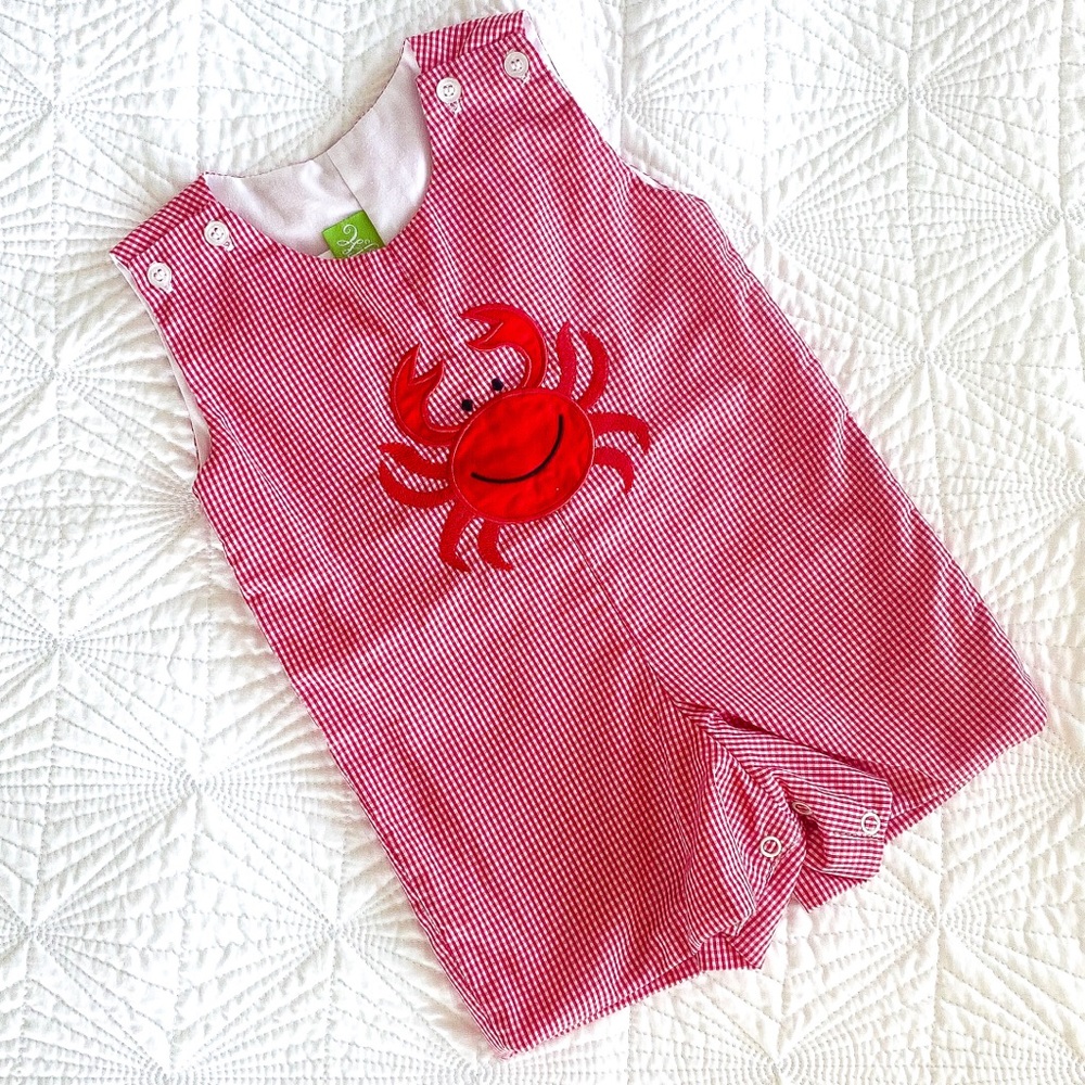Crab Appliqué Red Gingham Jon Jon 3M